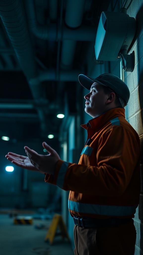 Technician explaining an installation.
